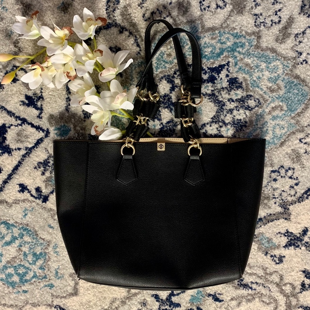 Black Pebbled Leather Shoulder Tote Bag - Picture 2 of 9